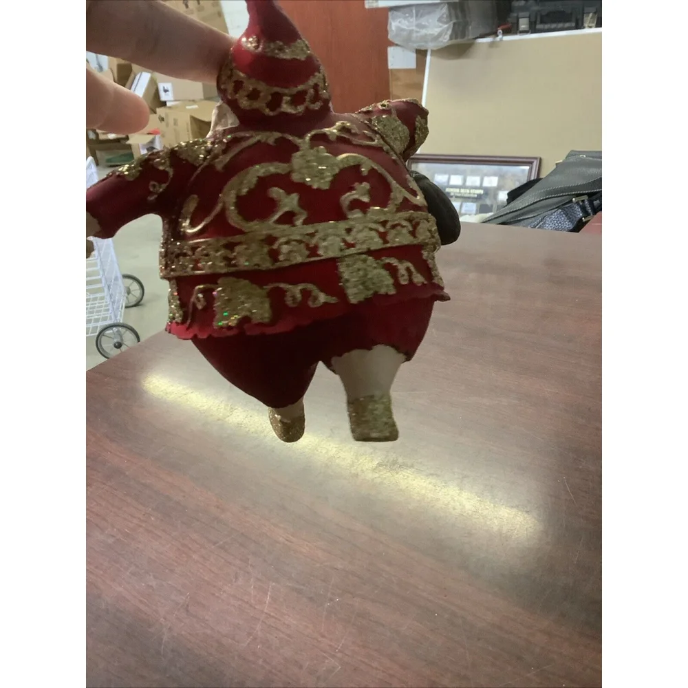 Vintage Hand Painted Chubby Santa Christmas Ornament Ceramic